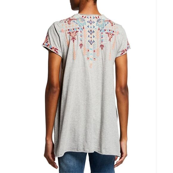 Johnny Was Tua Embroidered Knit Drape Top Grey‎ Size S - Picture 2 of 12